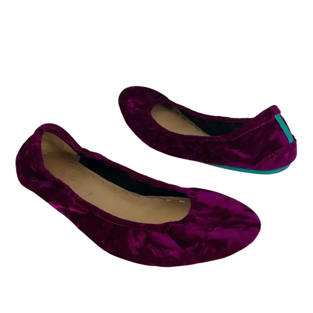 Tieks Tyrian Purple Crushed Velvet Ballet Flats Limited Edition 9 - Picture 7 of 13